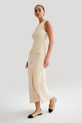 Elegant Lady Knitted Long Dresses Apricot Sleeveless Dresses - Tophatter Daily Deals