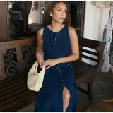 Elegant Lady Knitted Long Dresses Sleeveless Dresses - Tophatter Daily Deals