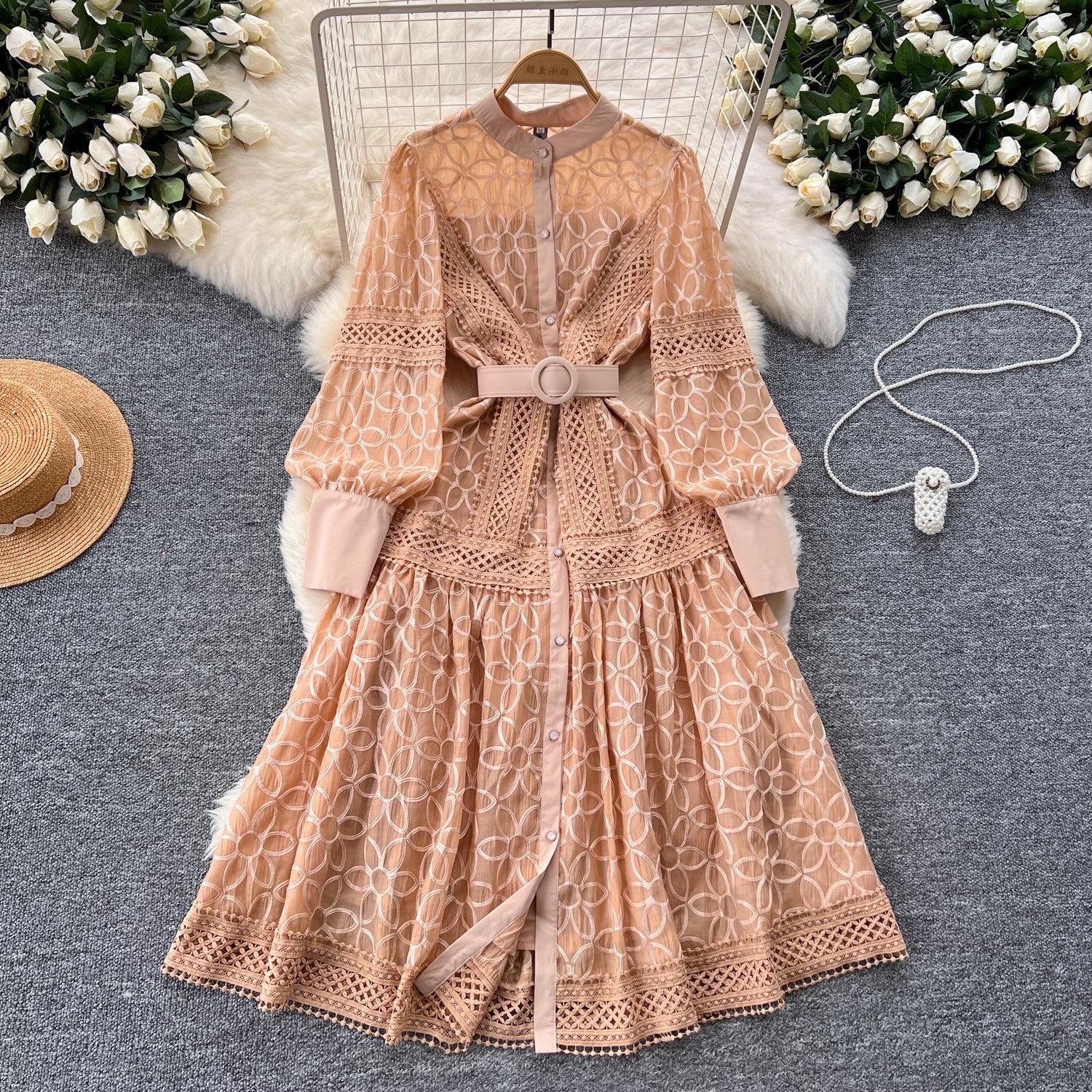 Elegant Single Breasted Party Midi Dresses Apricot Midi Dresses - Tophatter Daily Deals