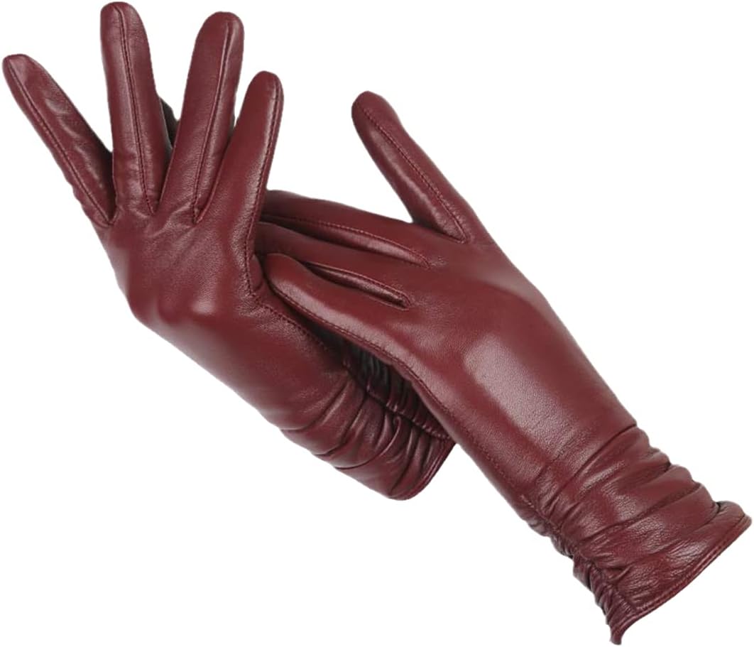 Soft Classic Women Leather Gloves - Tailored Wool Lined Bordeaux - Tophatter Daily Deals