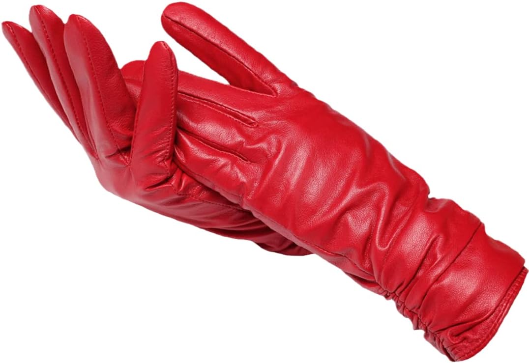 Soft Classic Women Leather Gloves - Tailored Wool Lined Rood - Tophatter Daily Deals