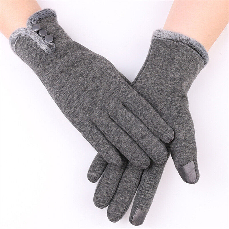 Insulating Women’s Gloves - Fitted Faux Fur Cuff, Cashmere Grijs A - Tophatter Daily Deals