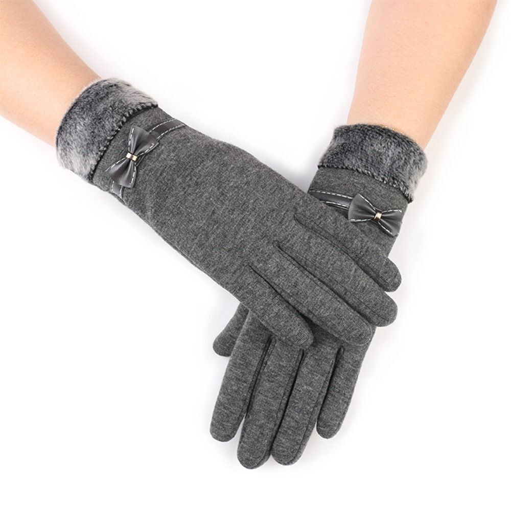 Insulating Women’s Gloves - Fitted Faux Fur Cuff, Cashmere Grijs B - Tophatter Daily Deals