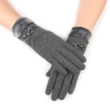 Insulating Women’s Gloves - Fitted Faux Fur Cuff, Cashmere Grijs B - Tophatter Daily Deals