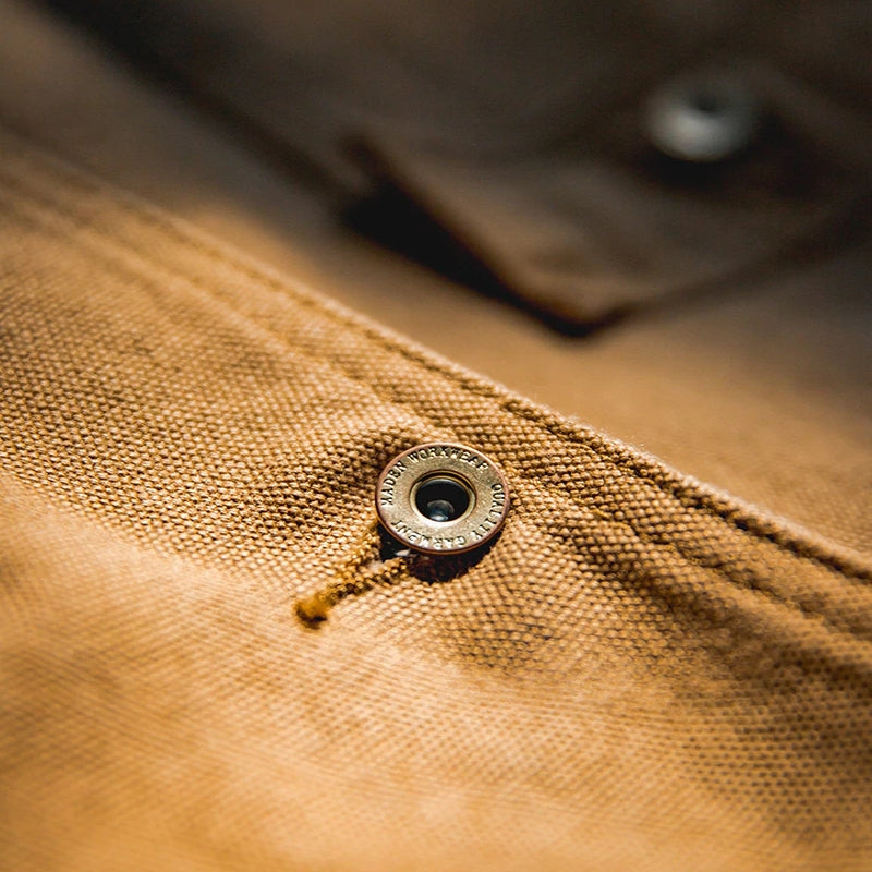 Canvas Jacket Multi Pocket Khaki Lapel Thin Coat Men Jackets - Tophatter Daily Deals
