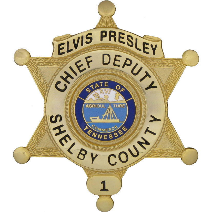 Elvis Presley - Collector Badge Gold Finish - Tophatter's Weapons'N'Deals Badges - Tophatter Daily Deals
