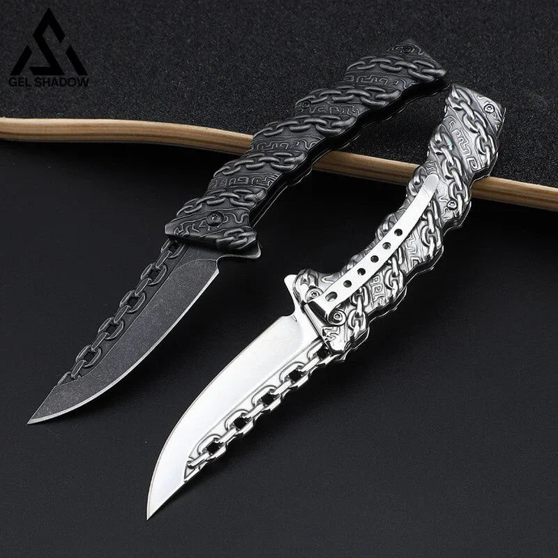 Embossed Chain Folding Knife-GS27 Pocket Knives - Tophatter Daily Deals