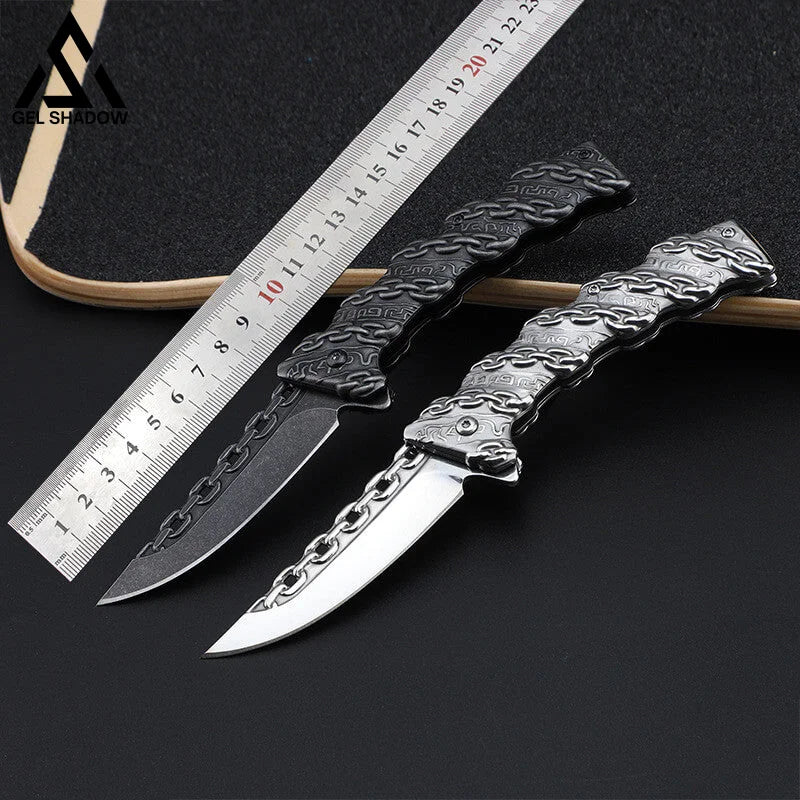 Embossed Chain Folding Knife-GS27 Pocket Knives - Tophatter Daily Deals