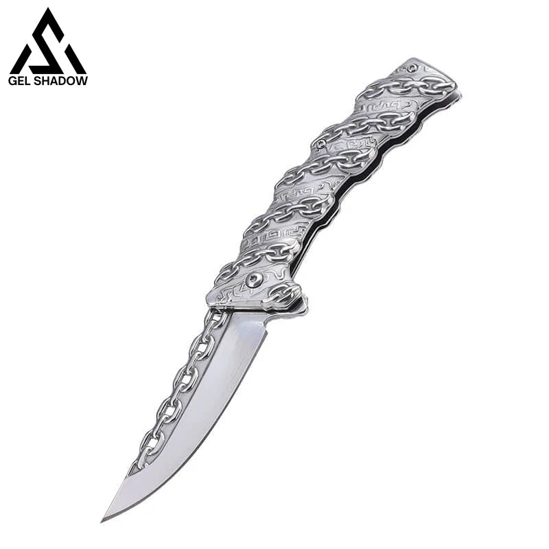 Embossed Chain Folding Knife-GS27 Sliver Pocket Knives - Tophatter Daily Deals