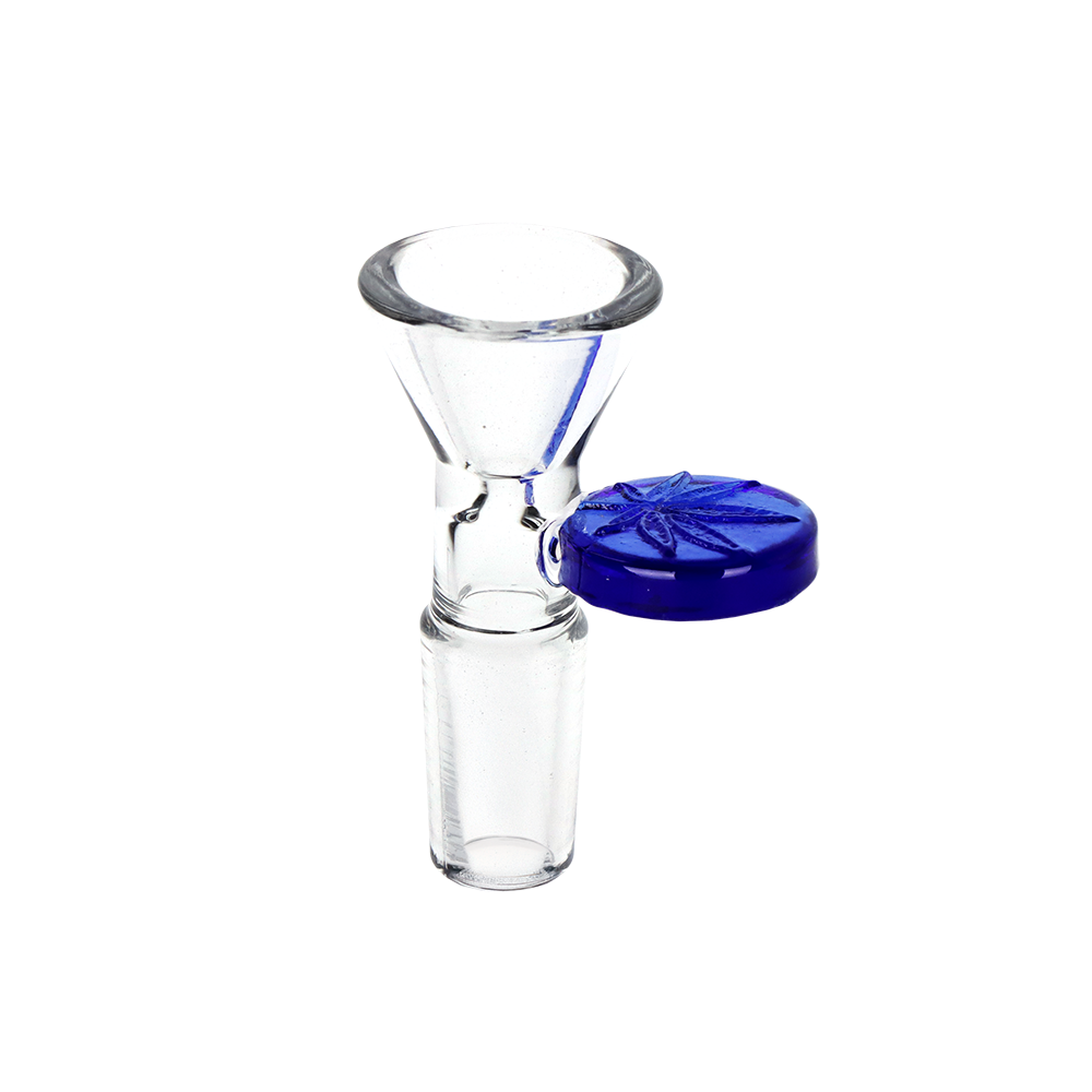 Embossed Leaf Herb Slide Transparent Dark Blue Glass Bong Bowls - Tophatter Daily Deals
