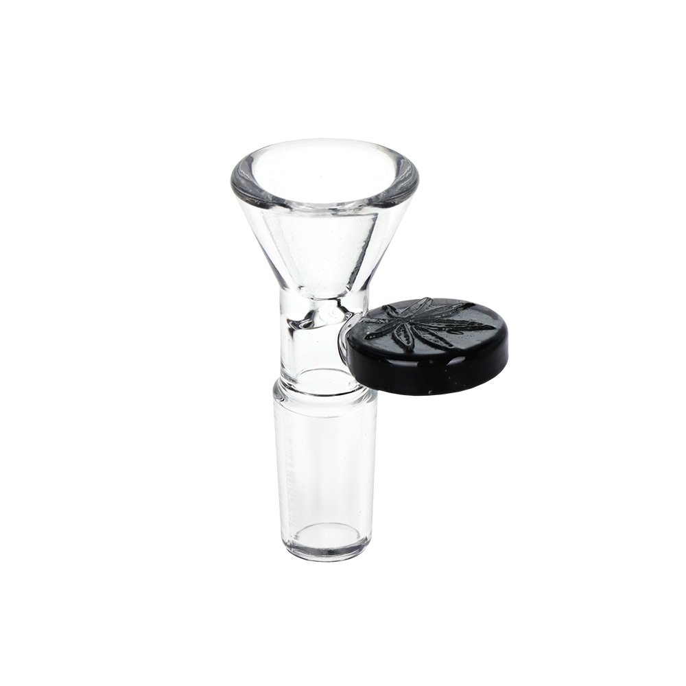 Embossed Leaf Herb Slide Transparent Gray Glass Bong Bowls - Tophatter Daily Deals