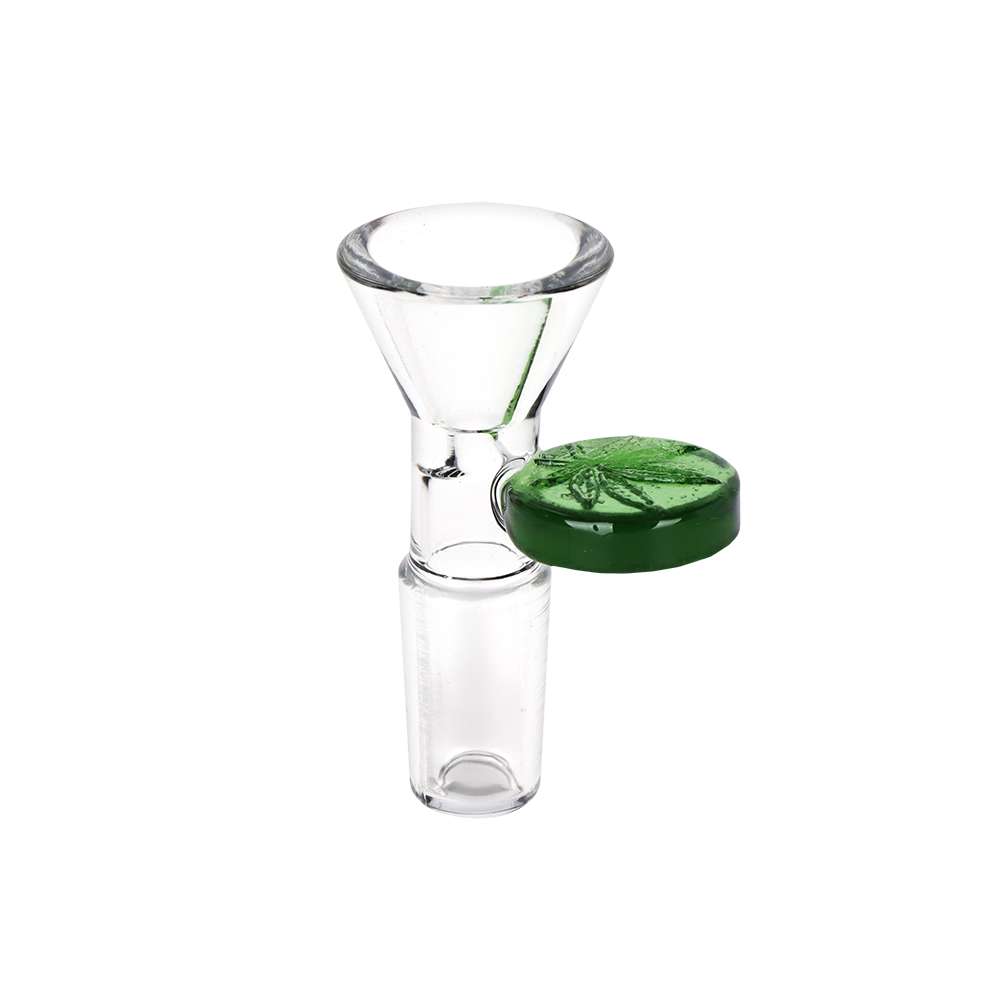 Embossed Leaf Herb Slide Transparent Green Glass Bong Bowls - Tophatter Daily Deals