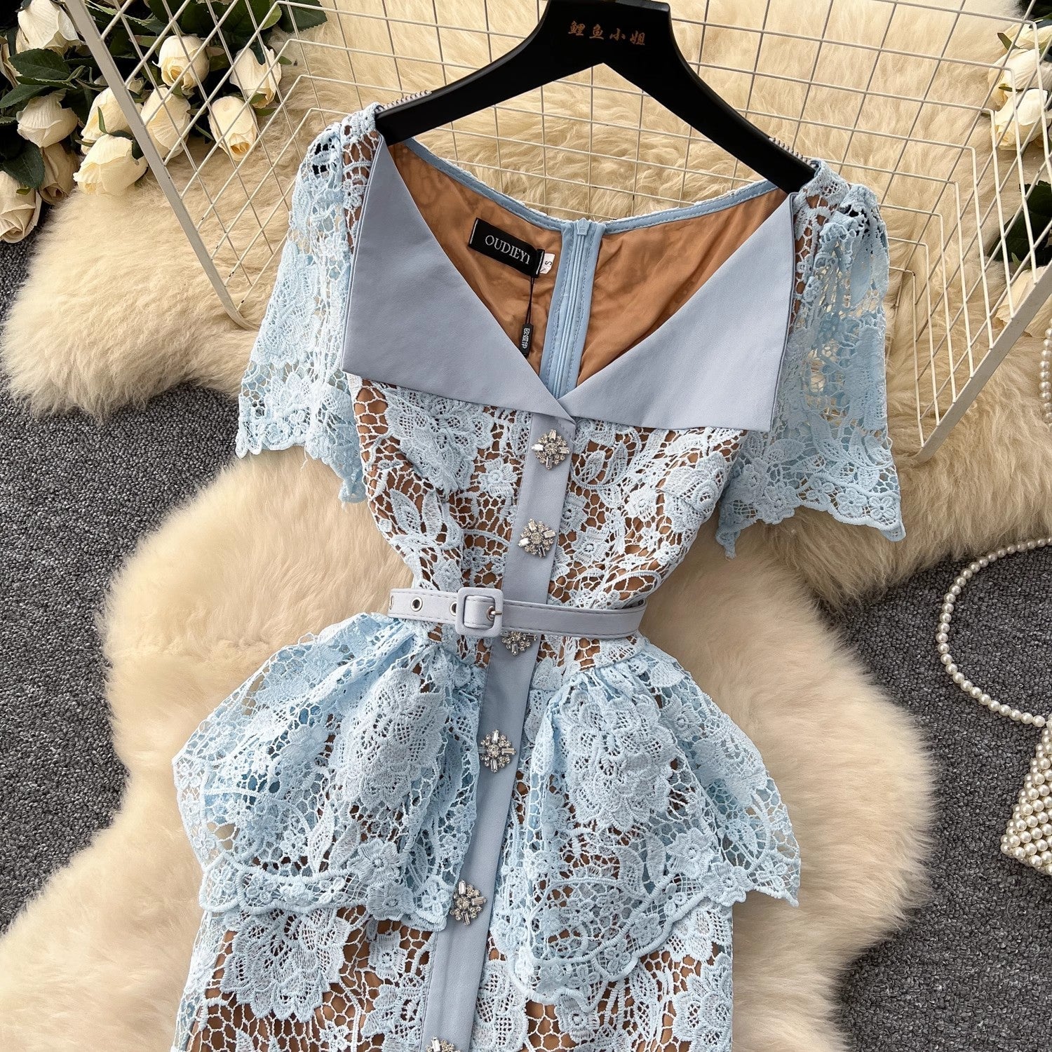 Women Beaded Diamonds Embroidery Evening Midi Dress Midi Dresses - Tophatter Daily Deals