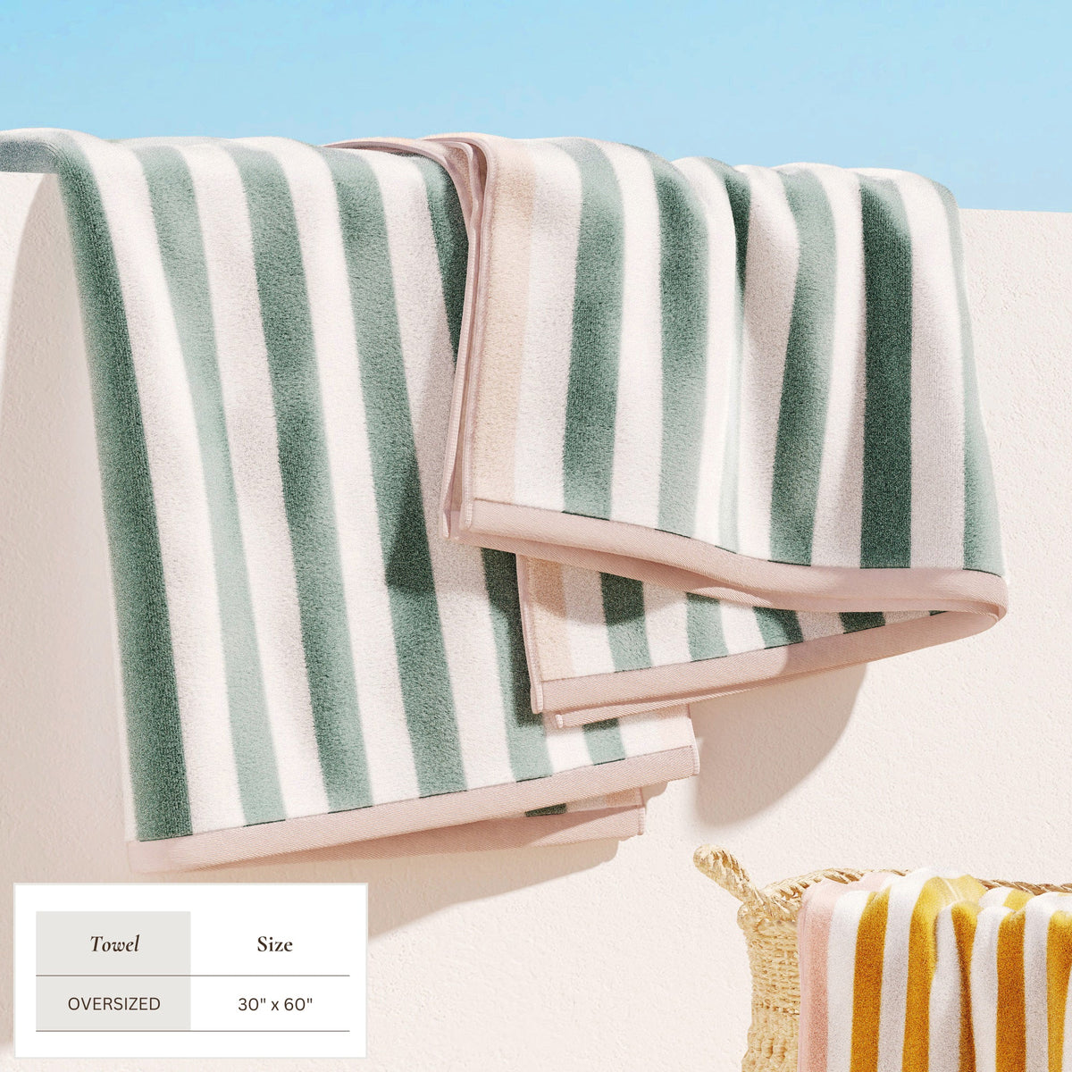 Oversized Striped Border Cabana Beach Towel - Santa Cruz Bath - Tophatter Daily Deals
