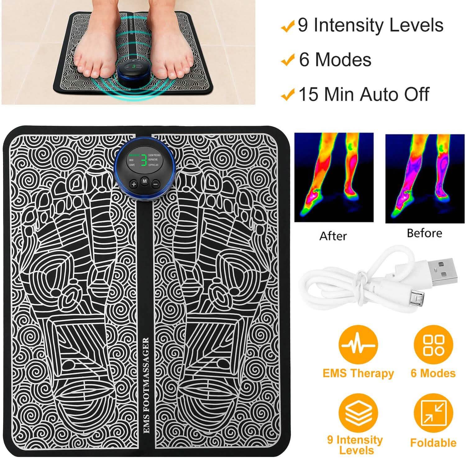 EMS Foot Massage Pad Electric Stimulator Health & Wellness - Tophatter Daily Deals