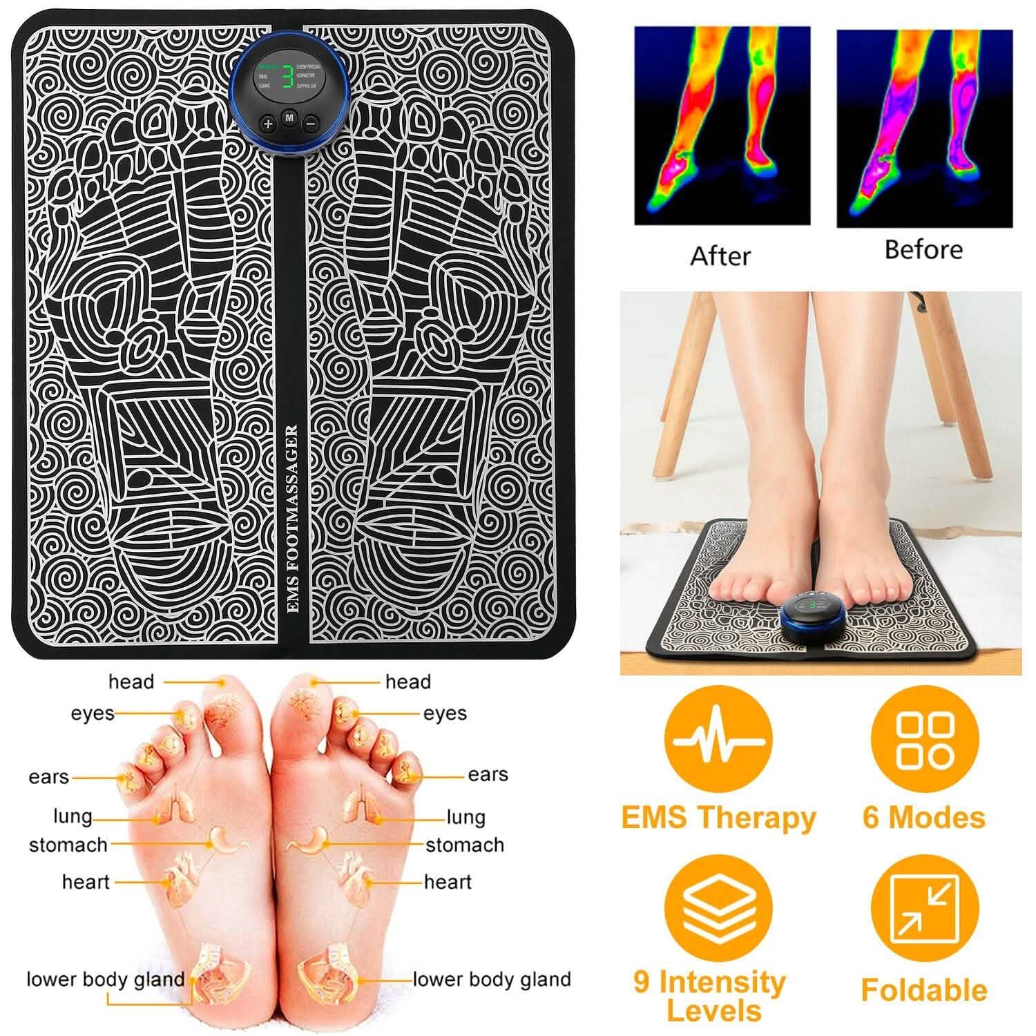 EMS Foot Massage Pad Electric Stimulator Health & Wellness - Tophatter Daily Deals