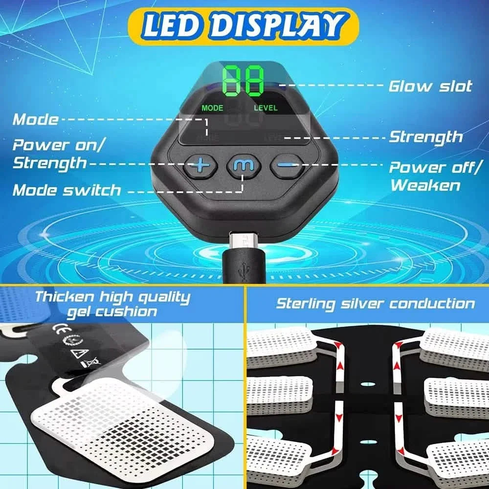 EMS Muscle Stimulator LCD Screen USB Rechargeable Portable Trainer Fitness & Exercise - Tophatter Daily Deals