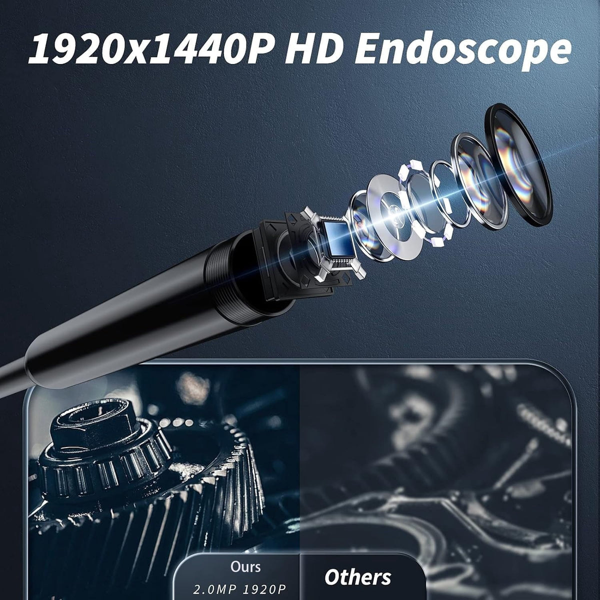 1920p HD Endoscope Inspection Camera with 8 Level LED Light, IP67, for iPhone and Android Cameras & Drones - Tophatter Daily Deals