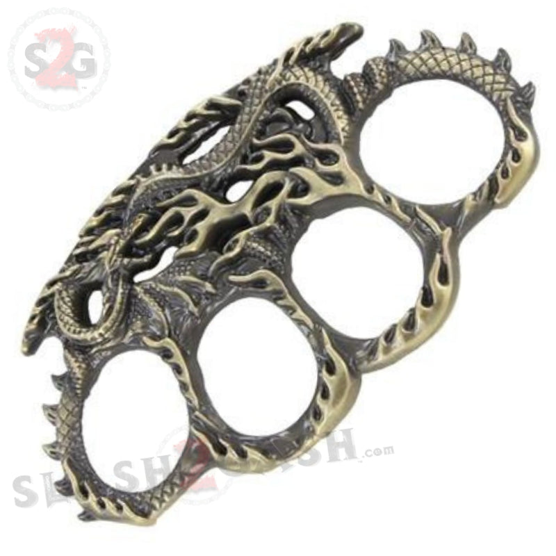 Enter the Dragon Flames Knuckles Fantasy Paperweight - Bronze Belt Buckle - Tophatter Daily Deals
