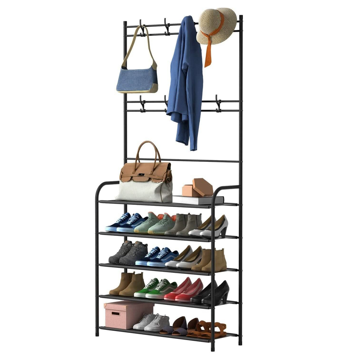 Entryway Coat Hat Rack Shoe Storage Shelf 5-Tier Storage & Organization - Tophatter Daily Deals