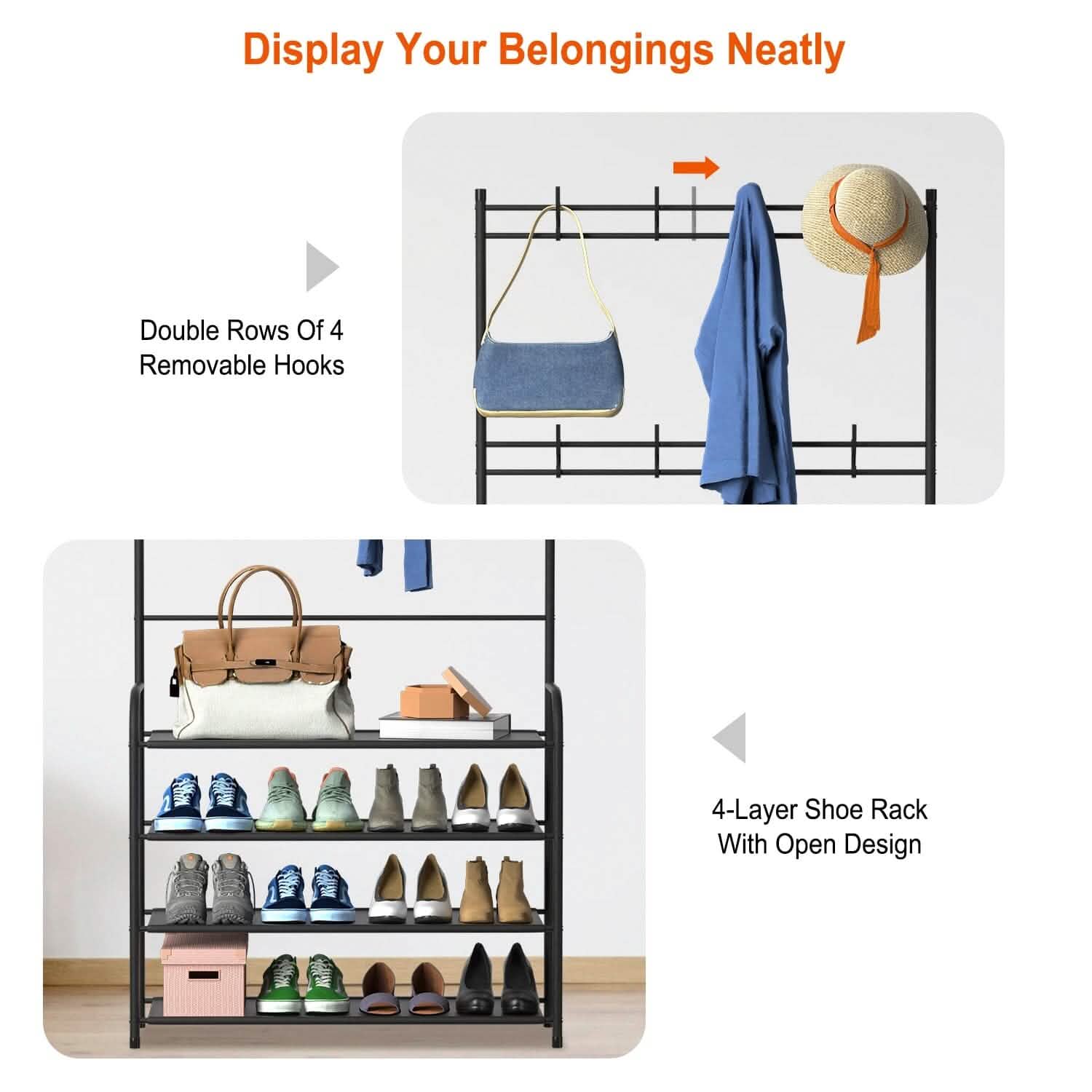 Entryway Coat Hat Rack Shoe Storage Shelf Storage & Organization - Tophatter Daily Deals
