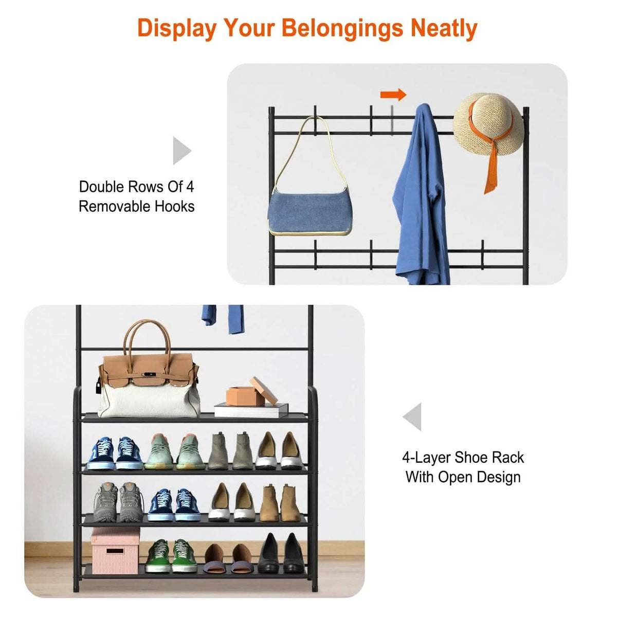 Entryway Coat Hat Rack Shoe Storage Shelf Storage & Organization - Tophatter Daily Deals