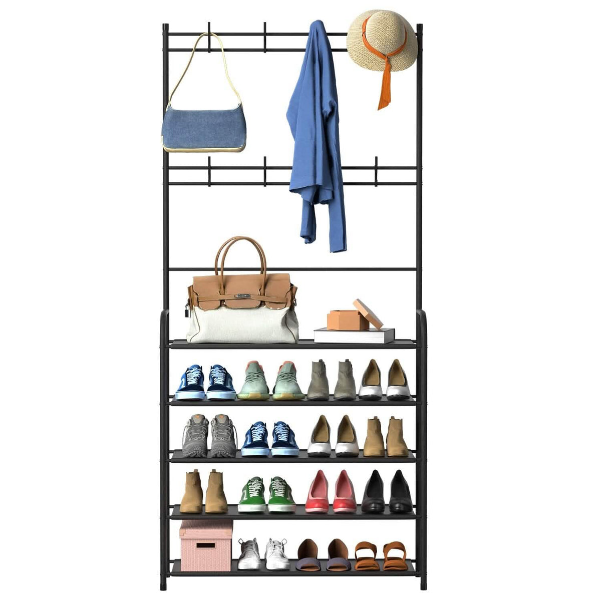 Entryway Coat Hat Rack Shoe Storage Shelf Storage & Organization - Tophatter Daily Deals