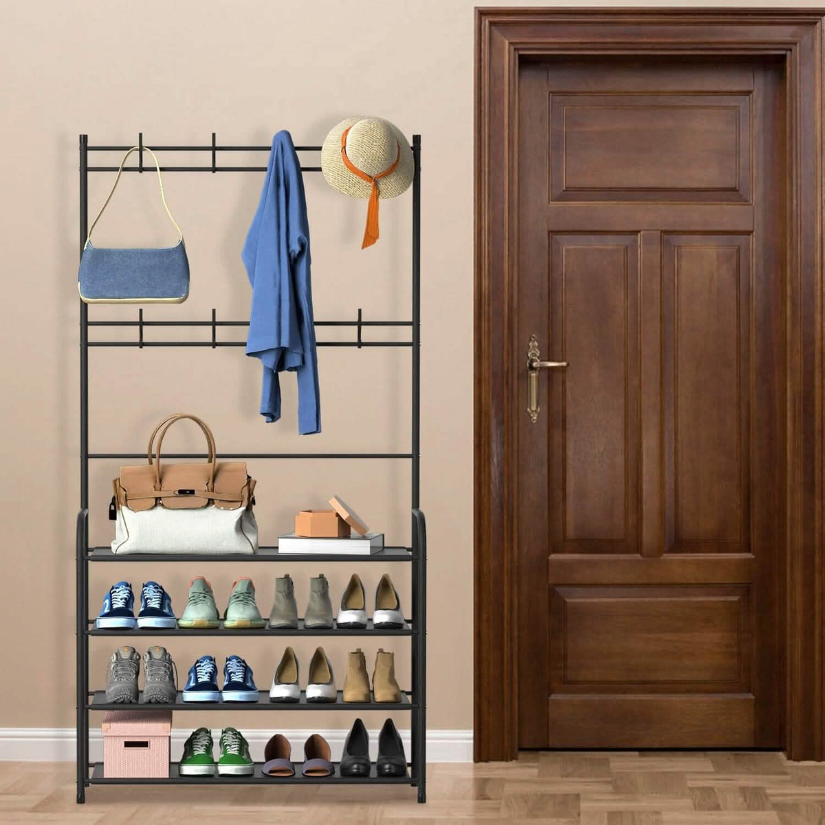 Entryway Coat Hat Rack Shoe Storage Shelf Storage & Organization - Tophatter Daily Deals