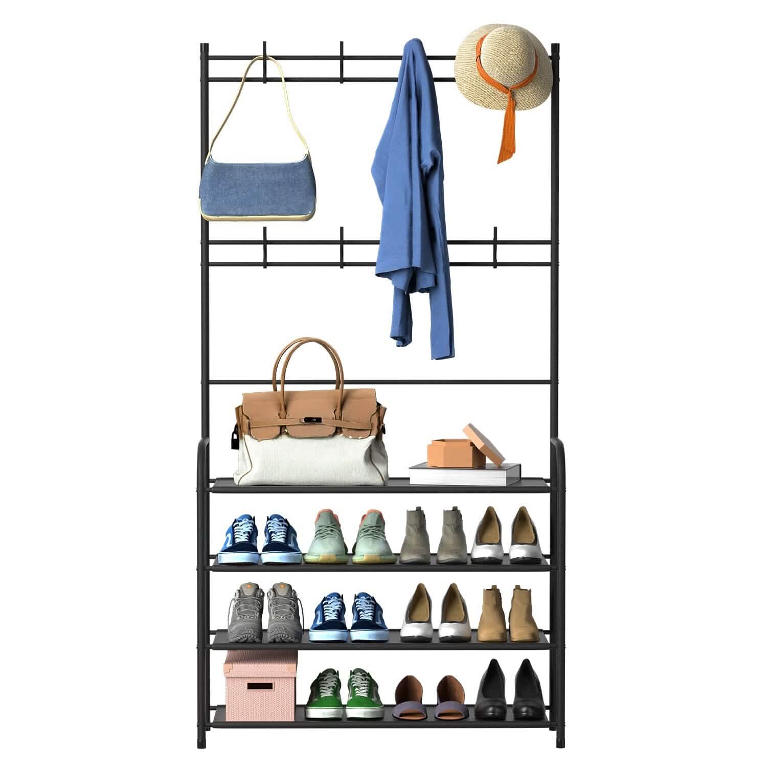 Entryway Coat Hat Rack Shoe Storage Shelf Storage & Organization - Tophatter Daily Deals