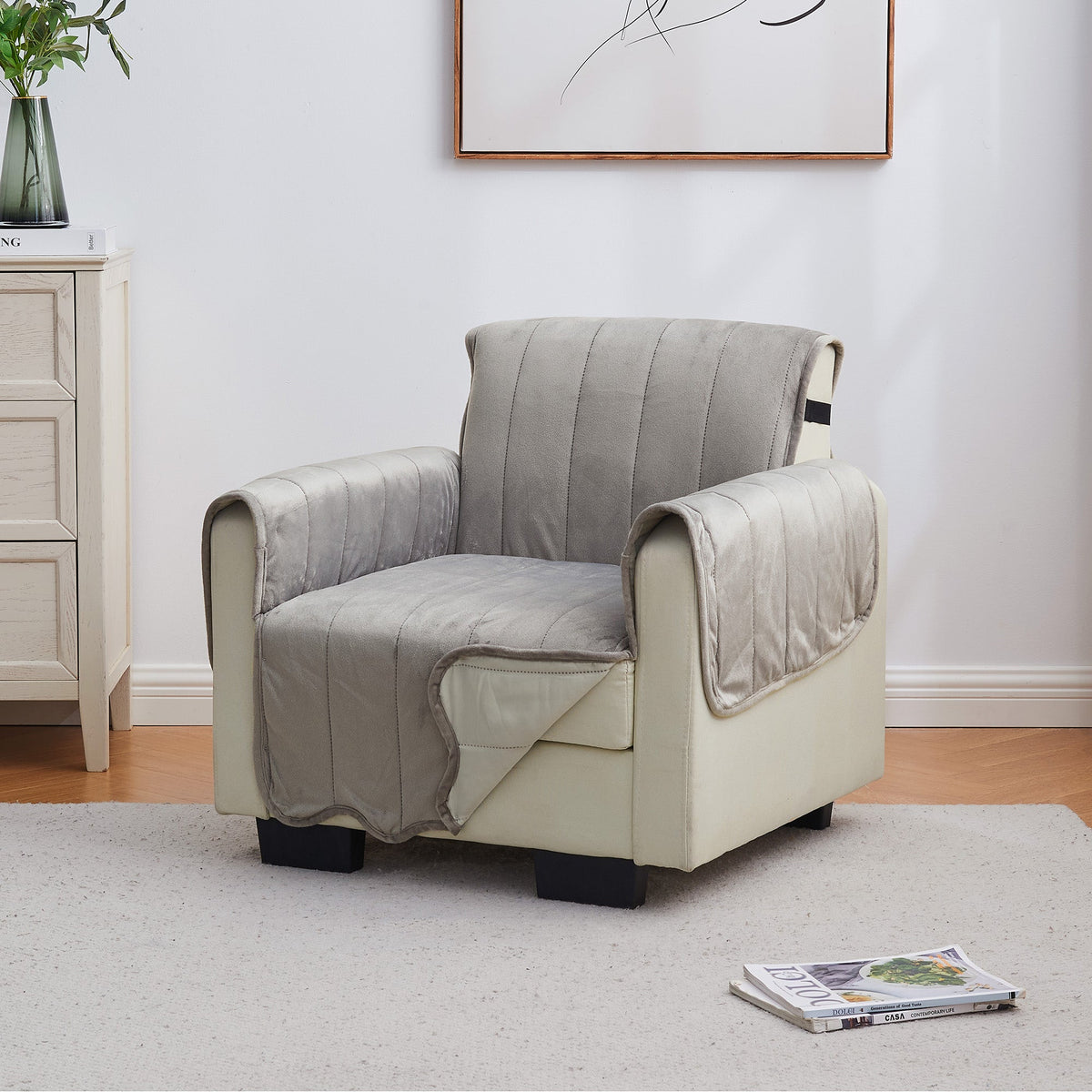 Velvet Furniture Protectors - Velvet Collection Chair Wild Dove Grey Furniture & Decor - Tophatter Daily Deals