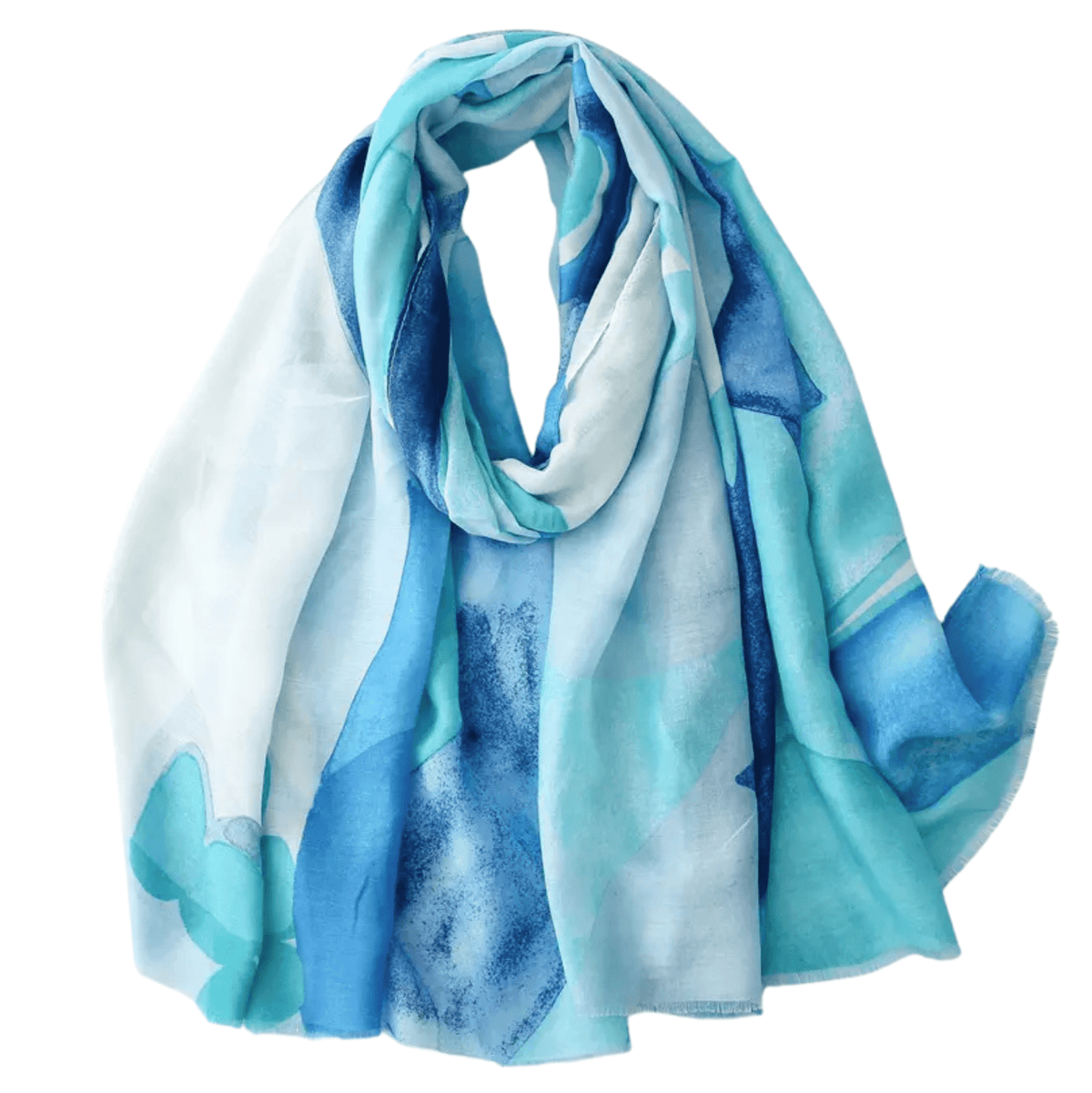 Blue Watercolor-Inspired Lightweight Scarf Multi Scarves - Tophatter Daily Deals