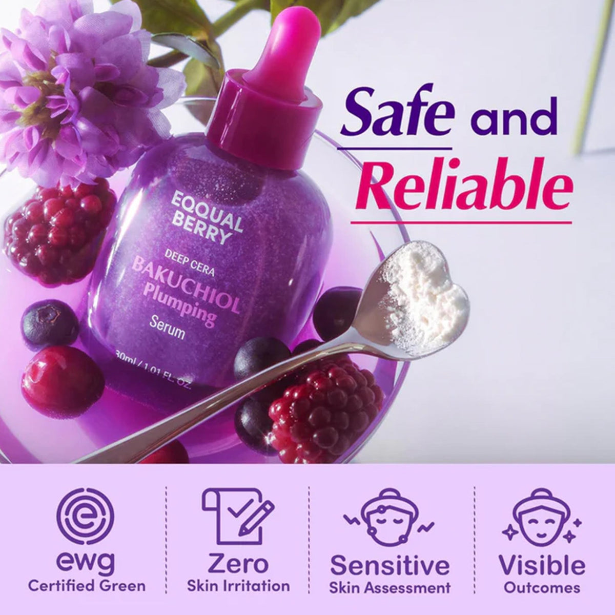 Eqqualberry Deep Cera Bakuchiol Plumping Serum 30ml Pipette Bottle - Tophatter Daily Deals