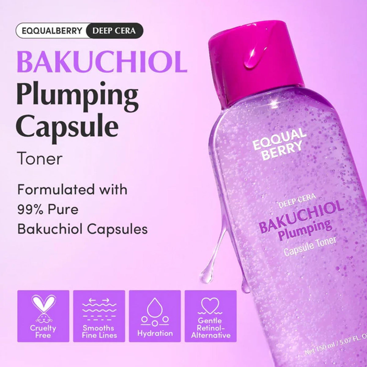 Eqqualberry Deep Cera Bakuchiol Plumping Capsule Toner 150ml Bottle - Tophatter Daily Deals