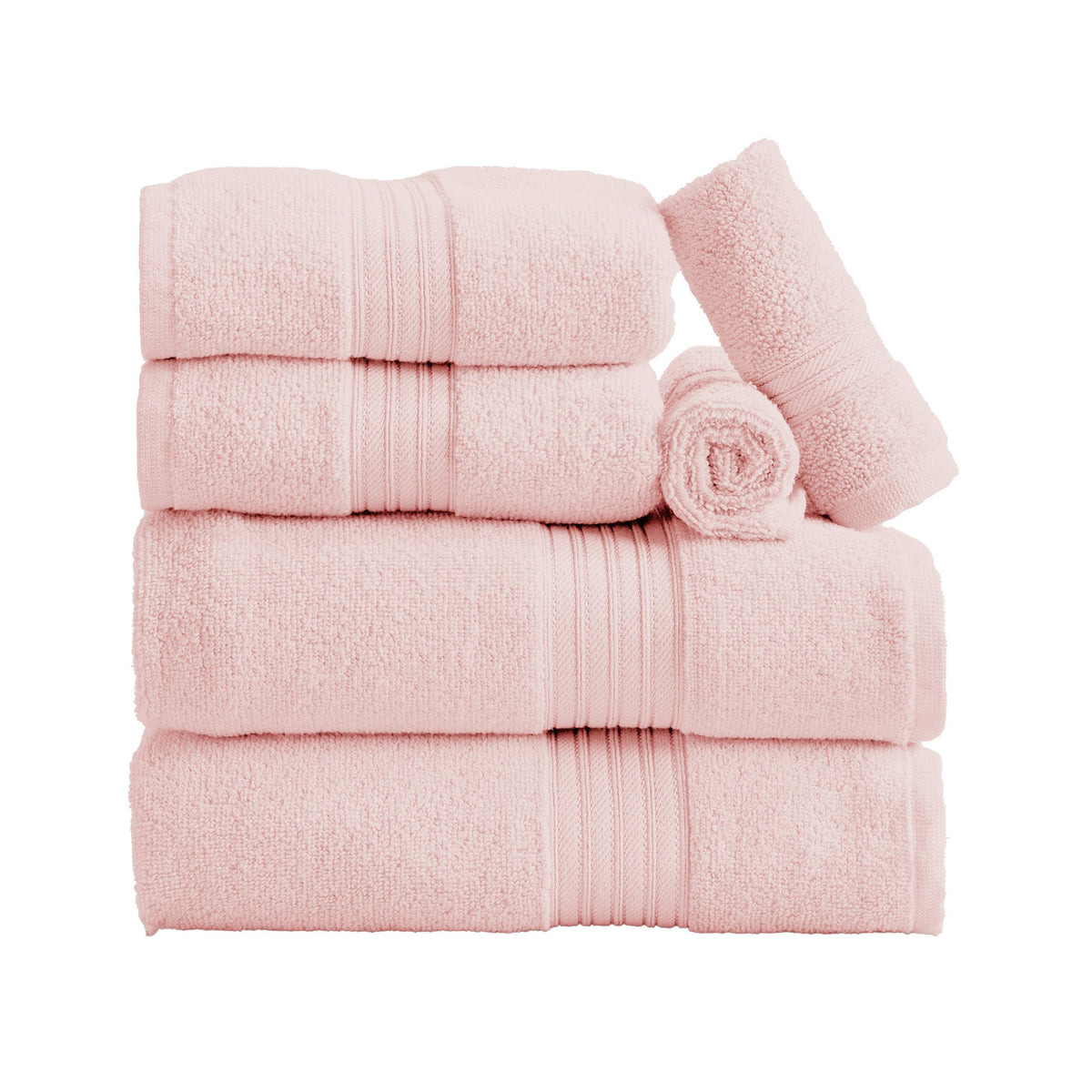 Cotton Terry Bath Towel Set - Cooper Collection 6 Piece Set Pink Bath - Tophatter Daily Deals