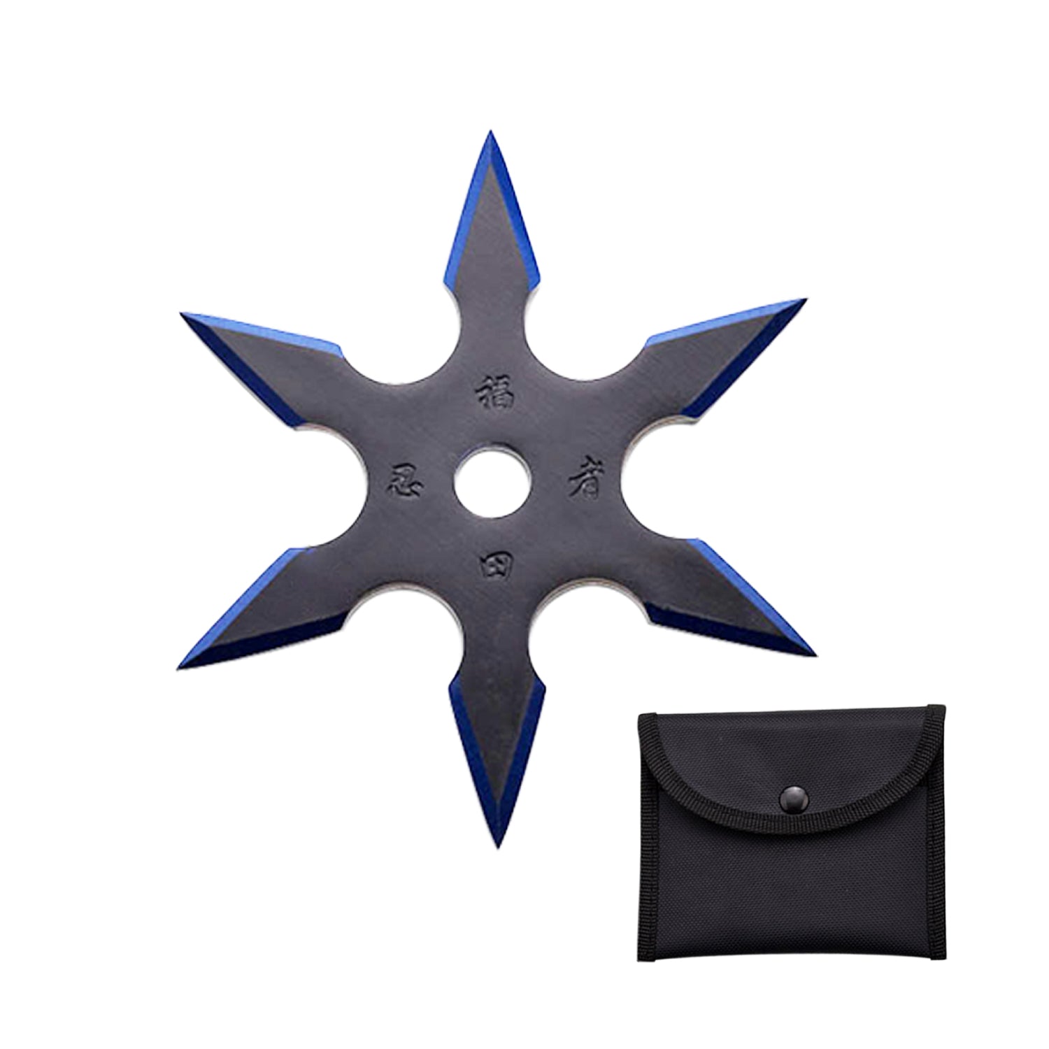4-INCH 6 Points Throwing Star with Pouch Blue Knife - Tophatter Daily Deals