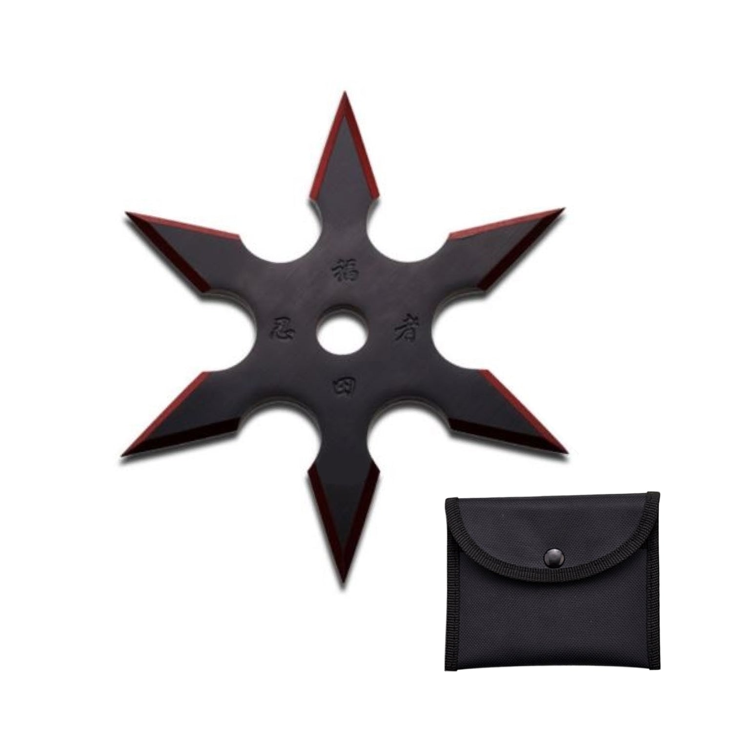 4-INCH 6 Points Throwing Star with Pouch Red Knife - Tophatter Daily Deals