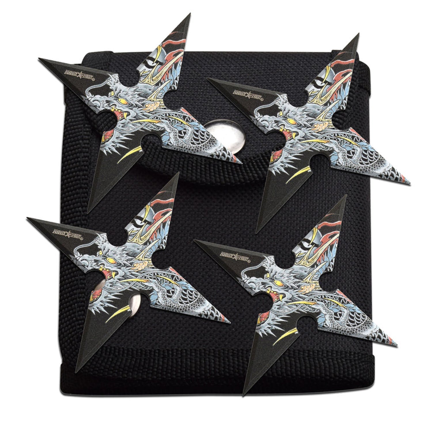 4-INCH 4 Points Throwing Stars with Pouch - 4 Pack Knife - Tophatter Daily Deals