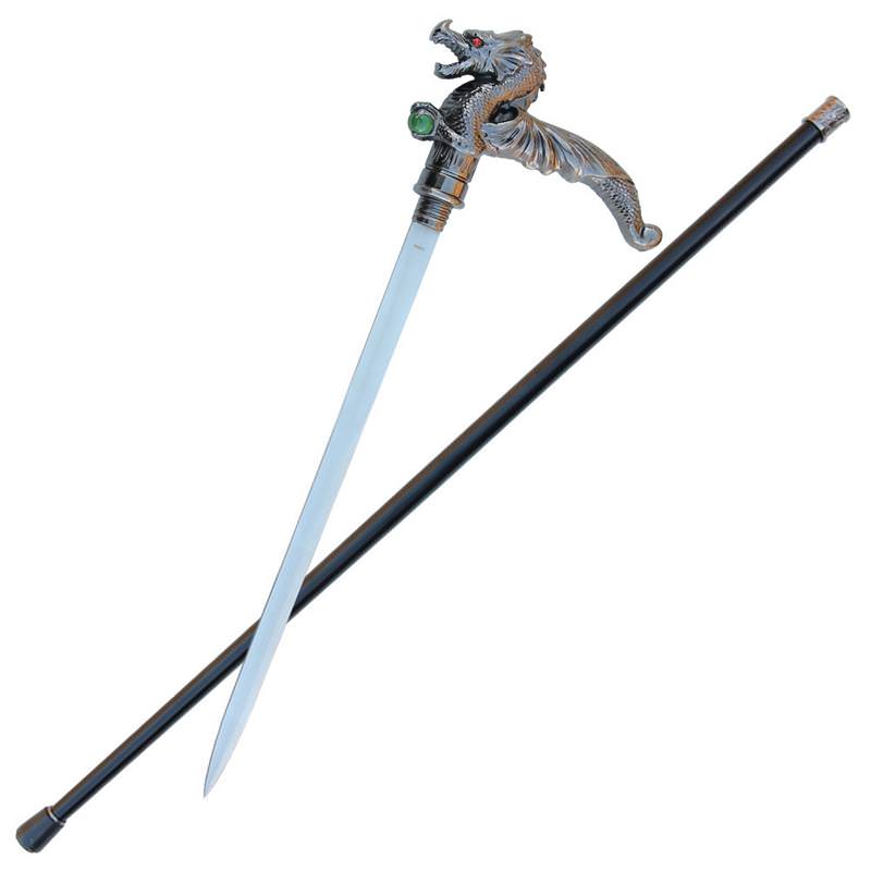 Winged Treasure Dragon Cane Sword - TOPHATTER'S ARMORY DEALS Collectible Weapons - Tophatter Daily Deals