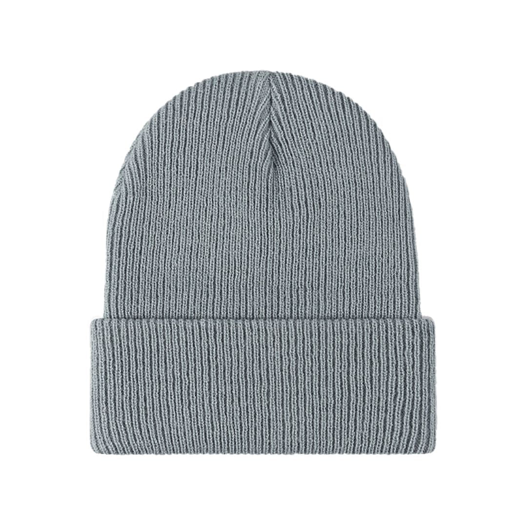 Warm Versatile Beanie - Folded Cuff Ribbed Knit, Winter Gray - Tophatter Daily Deals