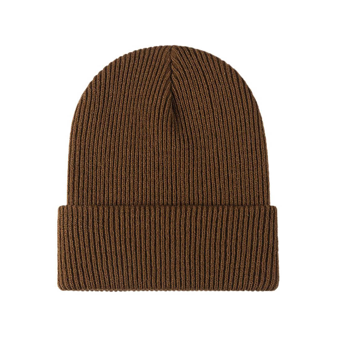 Warm Versatile Beanie - Folded Cuff Ribbed Knit, Winter Coffee - Tophatter Daily Deals