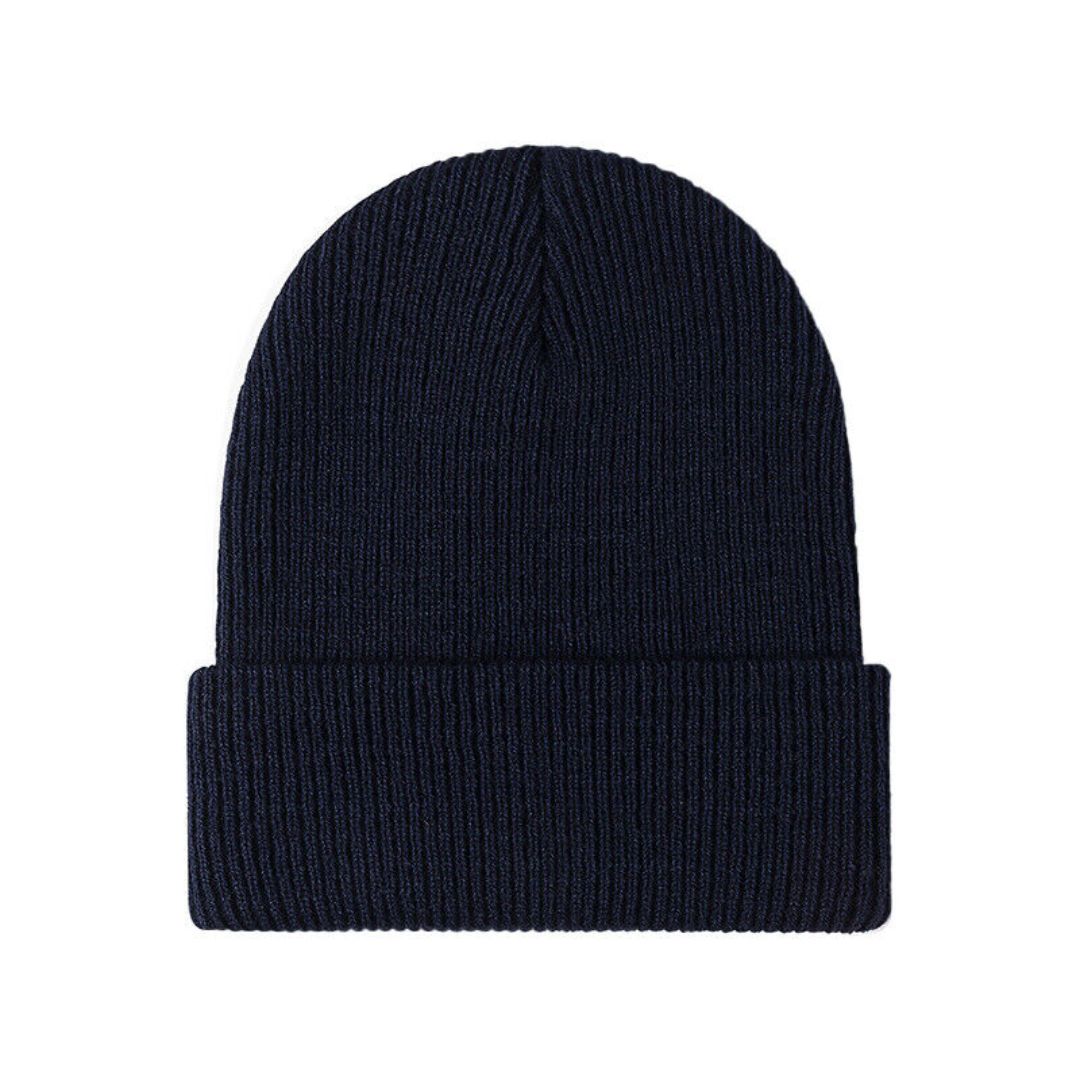 Warm Versatile Beanie - Folded Cuff Ribbed Knit, Winter Navy blue - Tophatter Daily Deals
