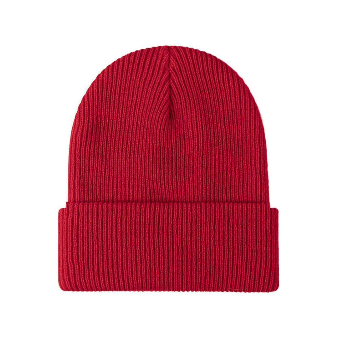 Warm Versatile Beanie - Folded Cuff Ribbed Knit, Winter Rood - Tophatter Daily Deals