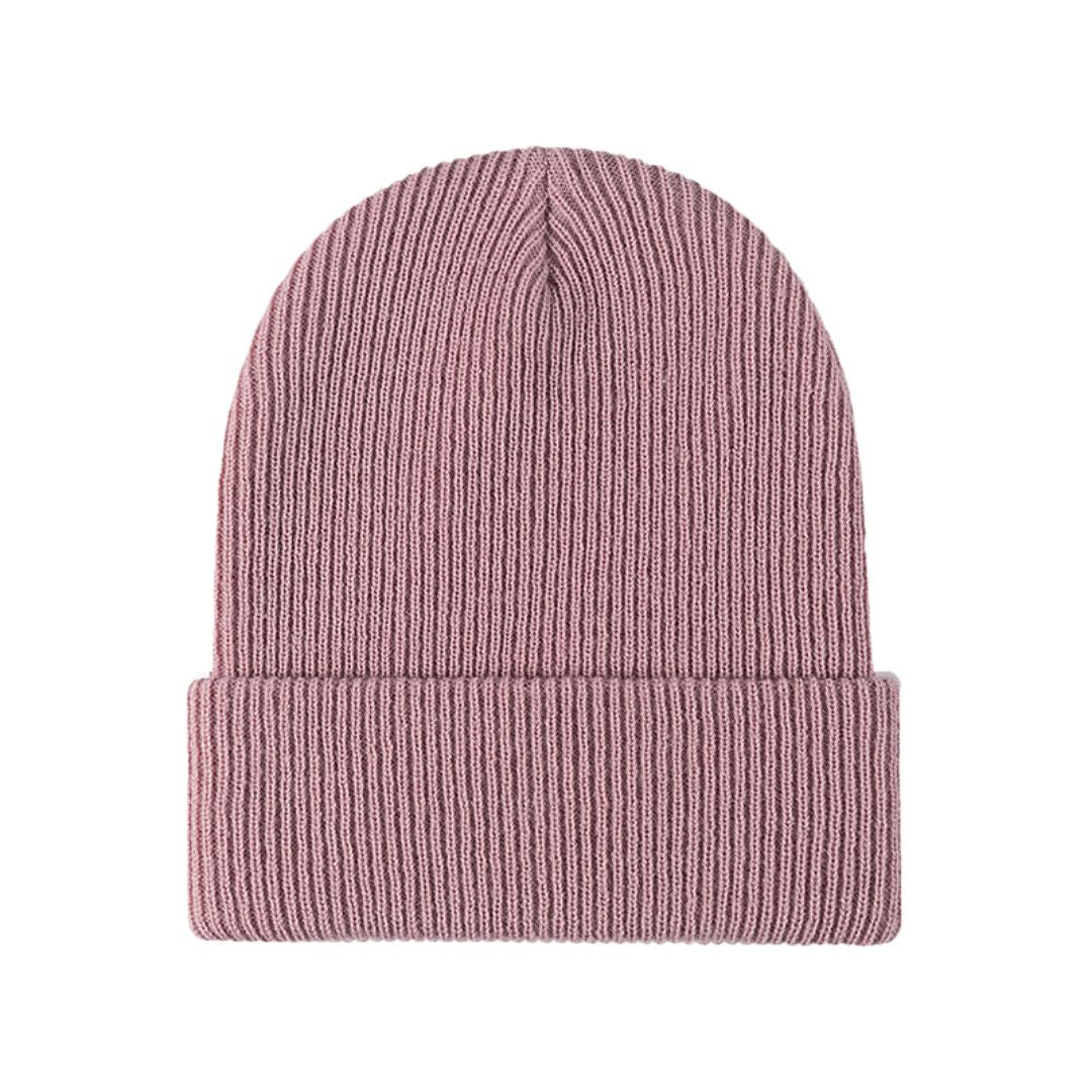 Warm Versatile Beanie - Folded Cuff Ribbed Knit, Winter Pink - Tophatter Daily Deals