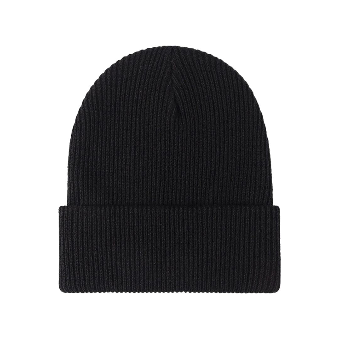 Warm Versatile Beanie - Folded Cuff Ribbed Knit, Winter Black - Tophatter Daily Deals