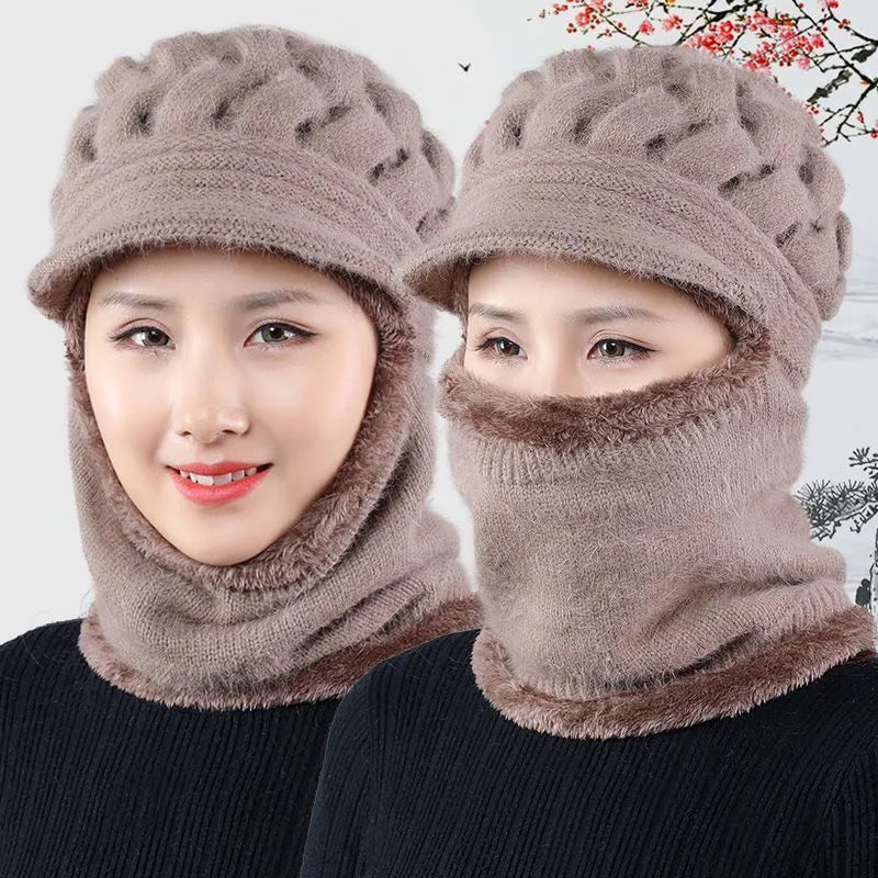 Insulating Women's Winter Hat Set - Cable Knit, Wool Khaki - Tophatter Daily Deals