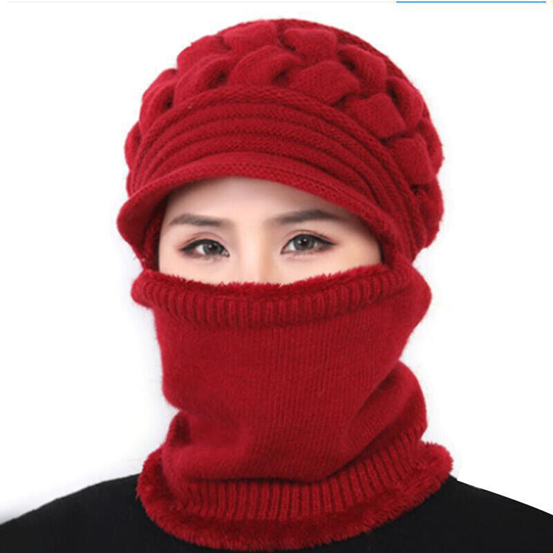 Insulating Women's Winter Hat Set - Cable Knit, Wool Rood - Tophatter Daily Deals