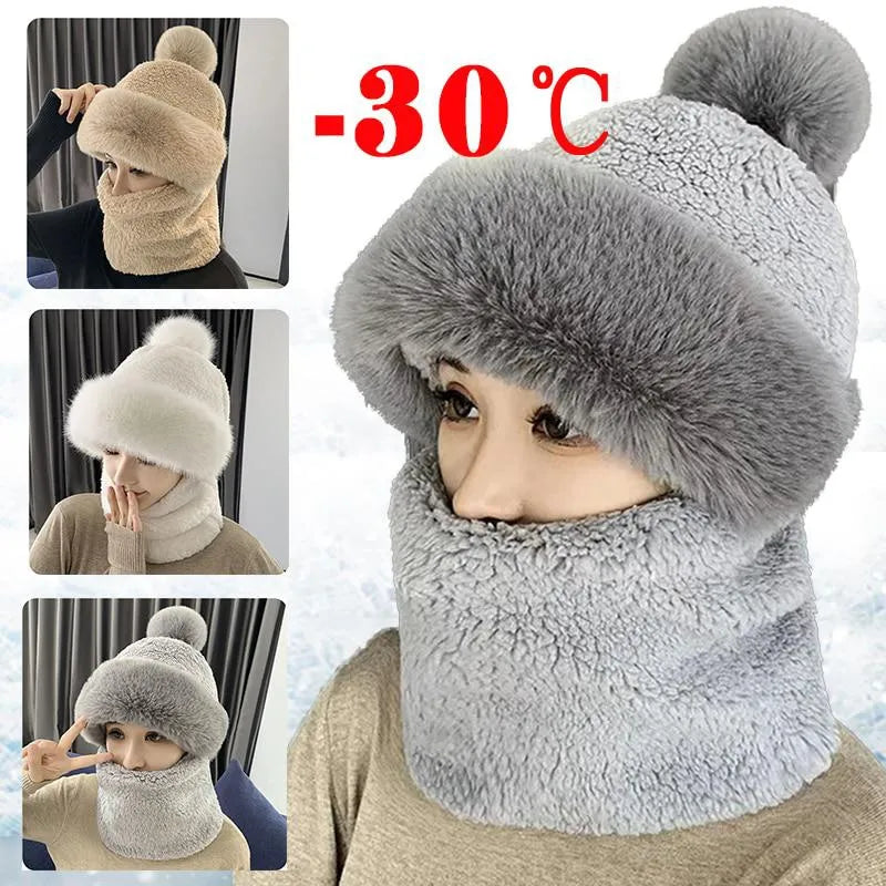 Warm Cozy Women Hat And Neckwarmer - Plush Faux Fur Winter - Tophatter Daily Deals