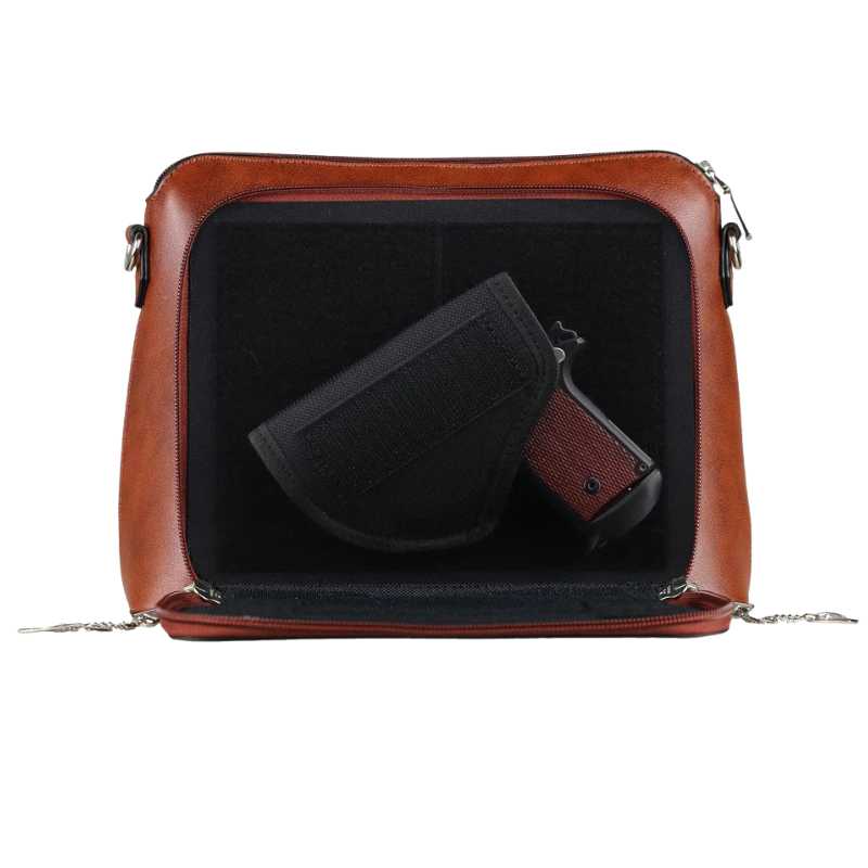Concealed Carry Evelyn Leather Crossbody Lockable Handbag Handgun Purses - Tophatter Daily Deals