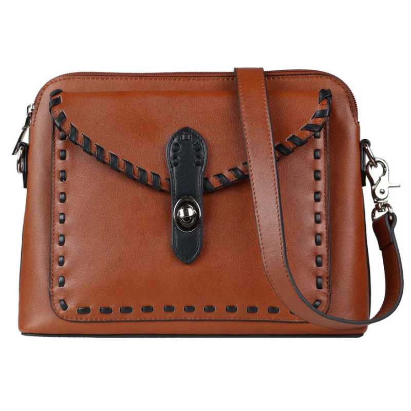 Concealed Carry Evelyn Leather Crossbody Lockable Handbag Handgun Purses - Tophatter Daily Deals