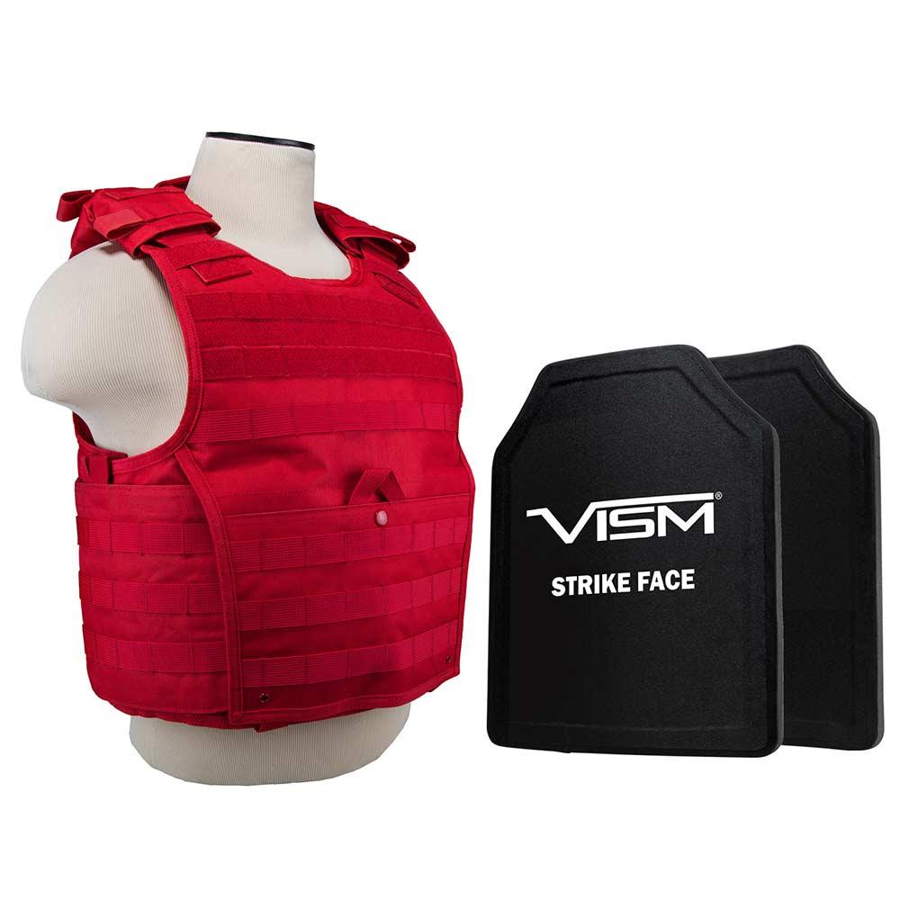 Expert Plate Carrier Red Vest With 11"X14' Level Iiia Shooters Cut 2x Soft Ballistic Panels/ Red Bulletproof - Tophatter Daily Deals